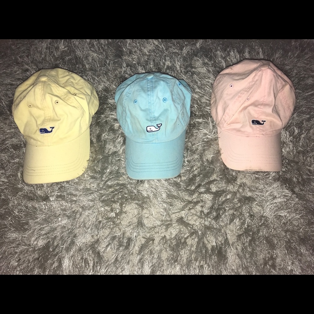 SET OF 3 vineyard vines hats, blue pink yellow